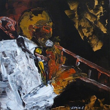 Painting titled "JAZZ BAND N°1" by Edwige Leprin, Original Artwork, Oil