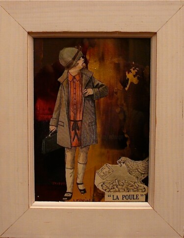 Malerei mit dem Titel "LA POULE" von Edwige Leprin, Original-Kunstwerk