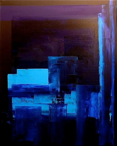 Painting titled "THE BLUE ONE" by Edwige Leprin, Original Artwork, Oil