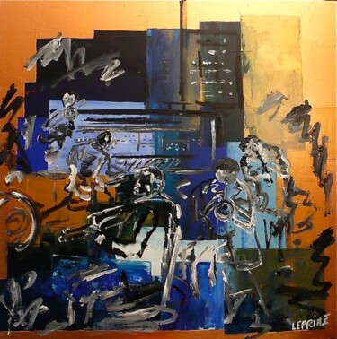 Painting titled "GOLD JAZZ BAND" by Edwige Leprin, Original Artwork, Oil