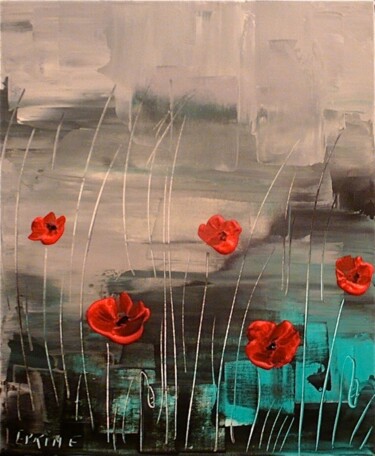 Painting titled "GENTIL COQUELICOT N…" by Edwige Leprin, Original Artwork, Oil