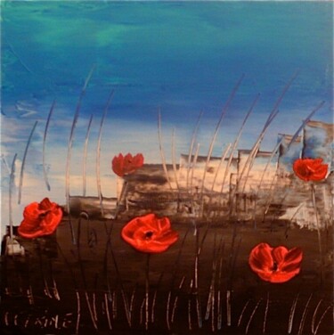 Painting titled "GENTIL COQUELICOT N…" by Edwige Leprin, Original Artwork, Oil
