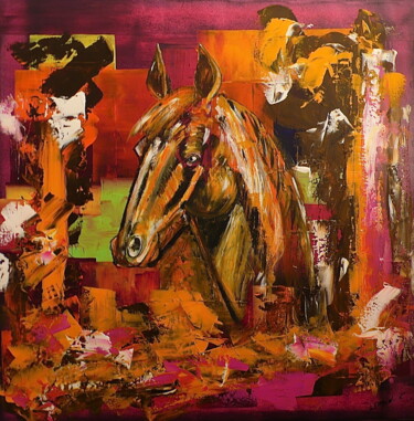 Peinture intitulée "CRAZY HORSE 2" par Edwige Leprin, Œuvre d'art originale, Huile