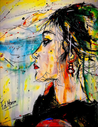 Painting titled "Mia" by Edwige Manon (edman), Original Artwork, Acrylic