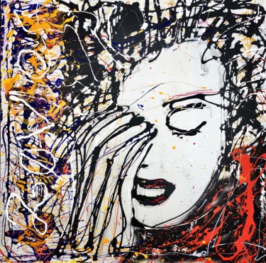 Painting titled "Marilyn Monroe" by Edwige Col, Original Artwork, Acrylic Mounted on Wood Stretcher frame