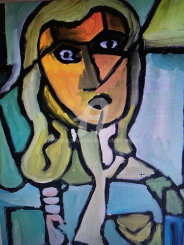 Painting titled "-portret van vrouw-" by Edwin Boeckxstaens (Origineel), Original Artwork, Acrylic