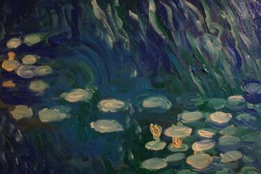 Painting titled ""waterlelies" gesch…" by Edwin Boeckxstaens (Origineel), Original Artwork, Acrylic