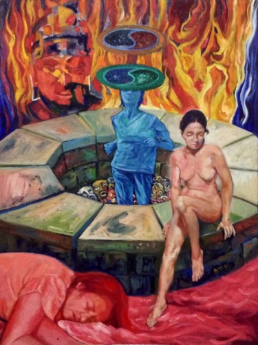 Painting titled "The Flaming Fire Wi…" by Edwin Jumalon, Original Artwork