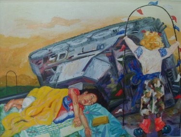 Painting titled "Golden Slumber" by Edwin Jumalon, Original Artwork