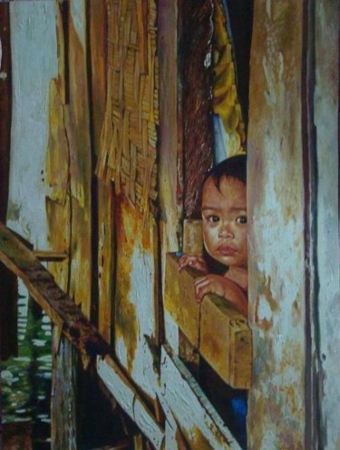 Pintura titulada "Boy of Rio Hondo" por Edwin Jumalon, Obra de arte original