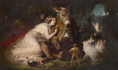 Pittura intitolato "Scène du Songe d'un…" da Edwin Landseer, Opera d'arte originale, Olio