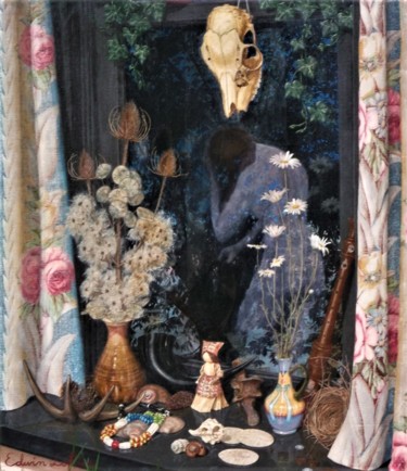 Painting titled "My Window" by Edwin Loftus, Original Artwork, Oil Mounted on Wood Stretcher frame