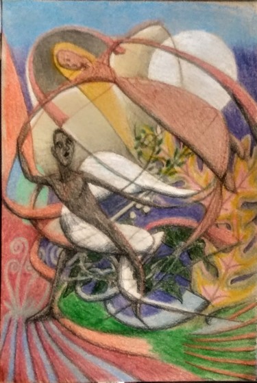 图画 标题为“The Man and the God…” 由Edwin Loftus, 原创艺术品, 铅笔 安装在其他刚性面板上