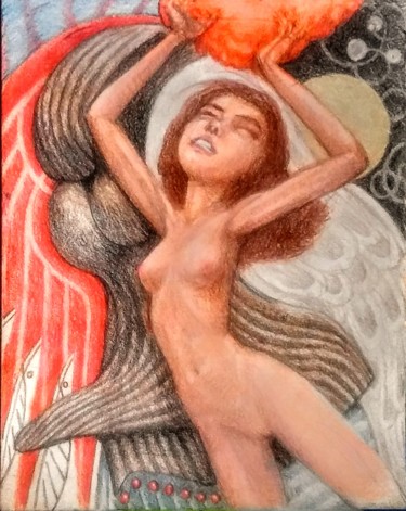 Disegno intitolato "Nude with Shadow" da Edwin Loftus, Opera d'arte originale, Matita Montato su Altro pannello rigido