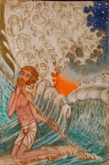 Dibujo titulada "The Mariner" por Edwin Loftus, Obra de arte original, Lápiz Montado en Otro panel rígido