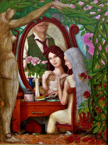 Картина под названием "Aunt Catherine" - Edwin Loftus, Подлинное произведение искусства, Масло