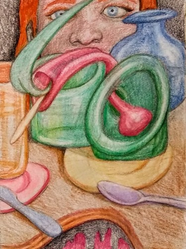Рисунок под названием "Glassware" - Edwin Loftus, Подлинное произведение искусства, Карандаш Установлен на Другая жесткая па…