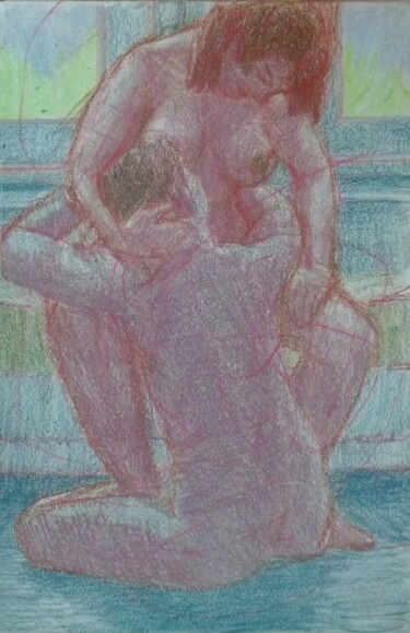 Drawing titled "Lovers 6" by Edwin Loftus, Original Artwork, Pencil Mounted on Other rigid panel
