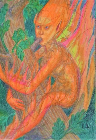 Fire in the Forest Dessin intitulée "Fire in the Forest" par Edwin Loftus, Œuvre d'art originale, Crayon Monté sur Autre panneau rigide