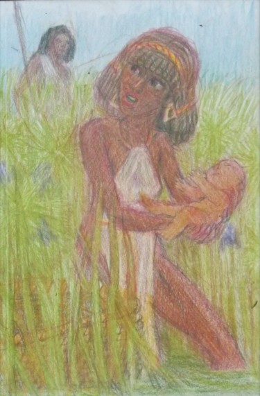 Finding Moses Drawing titled "Finding Moses" by Edwin Loftus, Original Art, Pencil Mounted on Other rigid panel