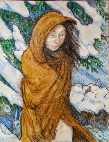 Dessin intitulée "Winter" par Edwin Loftus, Œuvre d'art originale, Crayon Monté sur Autre panneau rigide