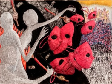 Disegno intitolato "The Cult of the Mas…" da Edwin Loftus, Opera d'arte originale, Matita