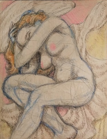 Dessin intitulée "Sleeping Nude" par Edwin Loftus, Œuvre d'art originale, Pastel Monté sur Autre panneau rigide
