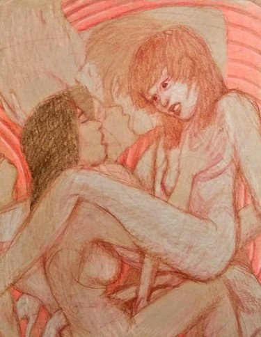 "Girlfriends 1" başlıklı Resim Edwin Loftus tarafından, Orijinal sanat, Kalem Diğer sert panel üzerine monte edilmiş