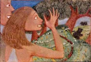 Disegno intitolato ""Oh, Boy! Bears!"" da Edwin Loftus, Opera d'arte originale, Matita Montato su Altro pannello rigido