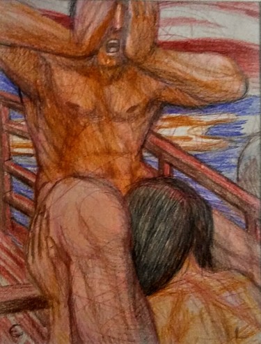 Dibujo titulada "The Scream (after M…" por Edwin Loftus, Obra de arte original, Lápiz Montado en Otro panel rígido
