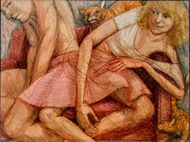 Rysunek zatytułowany „Now it's My Turn” autorstwa Edwin Loftus, Oryginalna praca, Ołówek Zamontowany na Inny sztywny panel