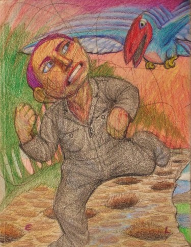 Dessin intitulée "Nightmare 1" par Edwin Loftus, Œuvre d'art originale, Crayon Monté sur Autre panneau rigide