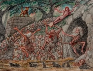 Рисунок под названием "Hermits ensorcelled…" - Edwin Loftus, Подлинное произведение искусства, Карандаш Установлен на Другая…
