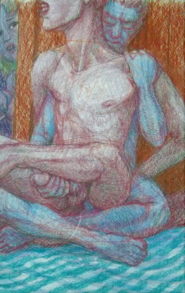 Рисунок под названием "Lovers 10" - Edwin Loftus, Подлинное произведение искусства, Карандаш Установлен на Другая жесткая па…