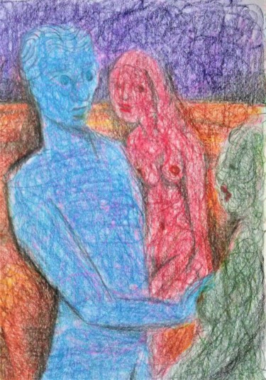 Dessin intitulée "Jealousy" par Edwin Loftus, Œuvre d'art originale, Crayon Monté sur Autre panneau rigide