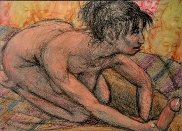 제목이 "Human Sex"인 그림 Edwin Loftus로, 원작, 연필 기타 단단한 패널에 장착됨