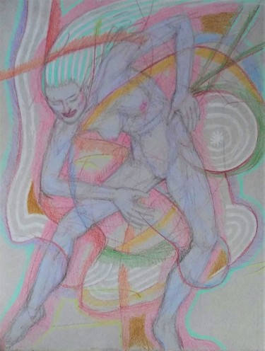 Zeichnungen mit dem Titel "Dancing Nude" von Edwin Loftus, Original-Kunstwerk, Bleistift Auf Andere starre Platte montiert