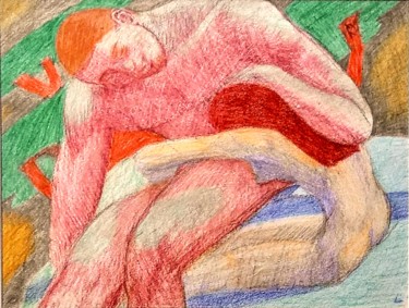 Drawing titled "Lovers 13" by Edwin Loftus, Original Artwork, Pencil Mounted on Other rigid panel