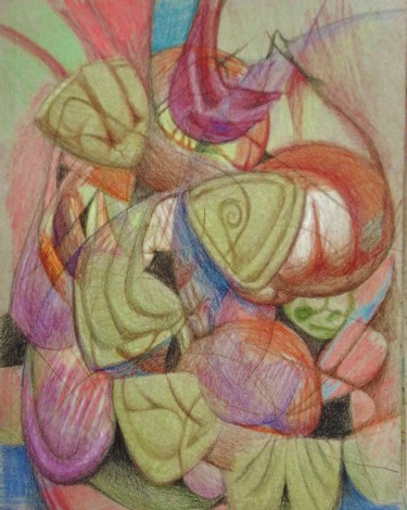 Dessin intitulée "Abstract 1" par Edwin Loftus, Œuvre d'art originale, Crayon Monté sur Autre panneau rigide