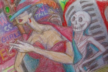 Drawing titled "Dance Macabre 1" by Edwin Loftus, Original Artwork, Pencil Mounted on Other rigid panel