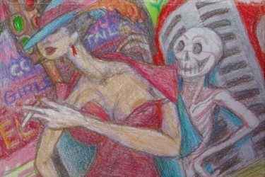 Dibujo titulada "Dance Macabre 1" por Edwin Loftus, Obra de arte original, Lápiz Montado en Otro panel rígido