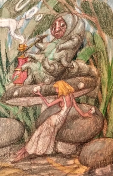 Desenho intitulada "Alice and the Cater…" por Edwin Loftus, Obras de arte originais, Lápis