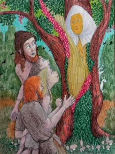 "Freya appears to a…" başlıklı Resim Edwin Loftus tarafından, Orijinal sanat, Kalem Diğer sert panel üzerine monte edilmiş