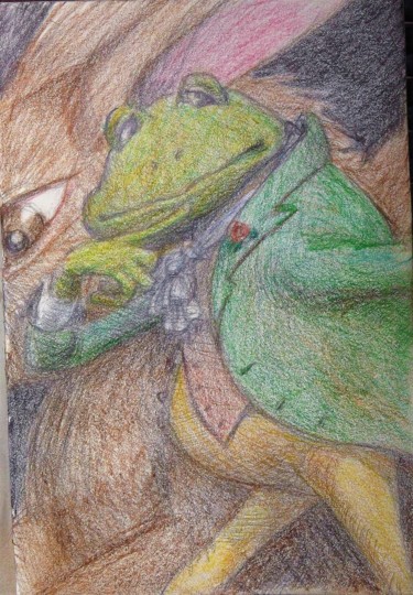 Drawing titled "Froggy went a'court…" by Edwin Loftus, Original Artwork, Pencil Mounted on Other rigid panel