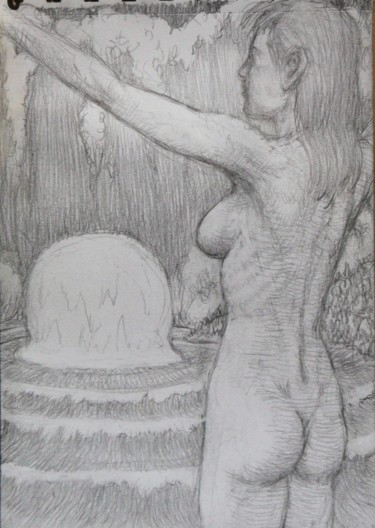 Drawing titled "Water-Witch" by Edwin Loftus, Original Artwork, Graphite Mounted on Other rigid panel