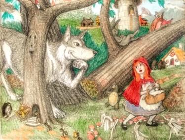 Dibujo titulada "The Land of Fairy T…" por Edwin Loftus, Obra de arte original, Lápiz Montado en Otro panel rígido
