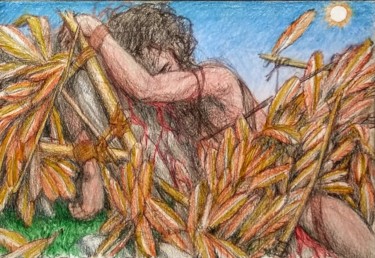 Рисунок под названием "Icarus Fallen" - Edwin Loftus, Подлинное произведение искусства, Карандаш Установлен на Другая жестка…
