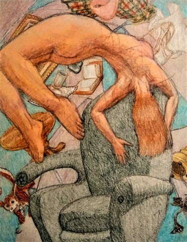 Tekening getiteld "Living with the Abs…" door Edwin Loftus, Origineel Kunstwerk, Potlood Gemonteerd op Andere stijve panelen