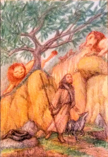 Σχέδιο με τίτλο "Perils of the Pilgr…" από Edwin Loftus, Αυθεντικά έργα τέχνης, Μολύβι Τοποθετήθηκε στο Άλλος άκαμπτος πίνακ…