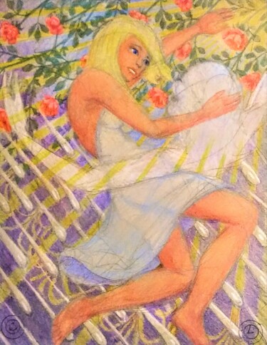 Desenho intitulada "Summer bids farewel…" por Edwin Loftus, Obras de arte originais, Lápis Montado em Outro painel rígido